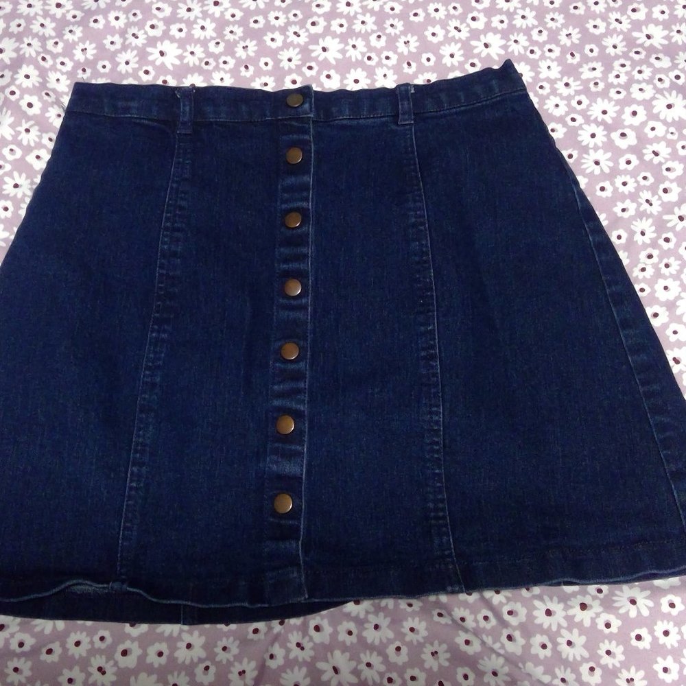 Button Up Denim Skirt Small
